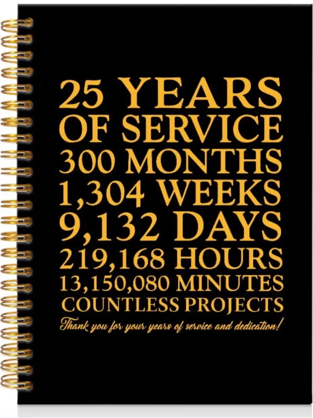 25 Years of Service Commemorative Notebook - Gold on Black